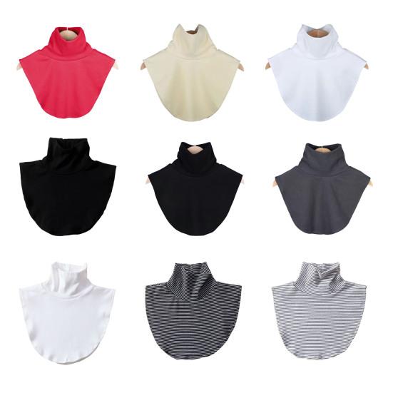 Gefälschte Kragen für Damen, elastisch, einfarbig, hoher Kragen, Herbst/Winter, vielseitig, lässiger Stil, unten, falscher Kragen