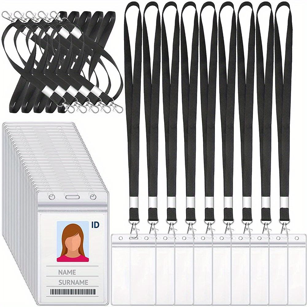 

9 штук/набор, Разрешение на работу, 1 см подвесной шнурок с вертикальным прозрачным водонепроницаемым ПВХ карманом, Карман для карты разрешения на работу, Карман для проездного 9pcs чёрный