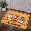 Be Happy Flannel Door Mat Non Slip Washable Funny Owl Print Soft Rug for Front Door Kitchen Entryway Indoor Decor