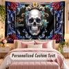 Skull Gothic (234) Theme Wall Tapestry Customized With Name Text Personalized Hanging Tapestry For Bedroom Living Room Decor