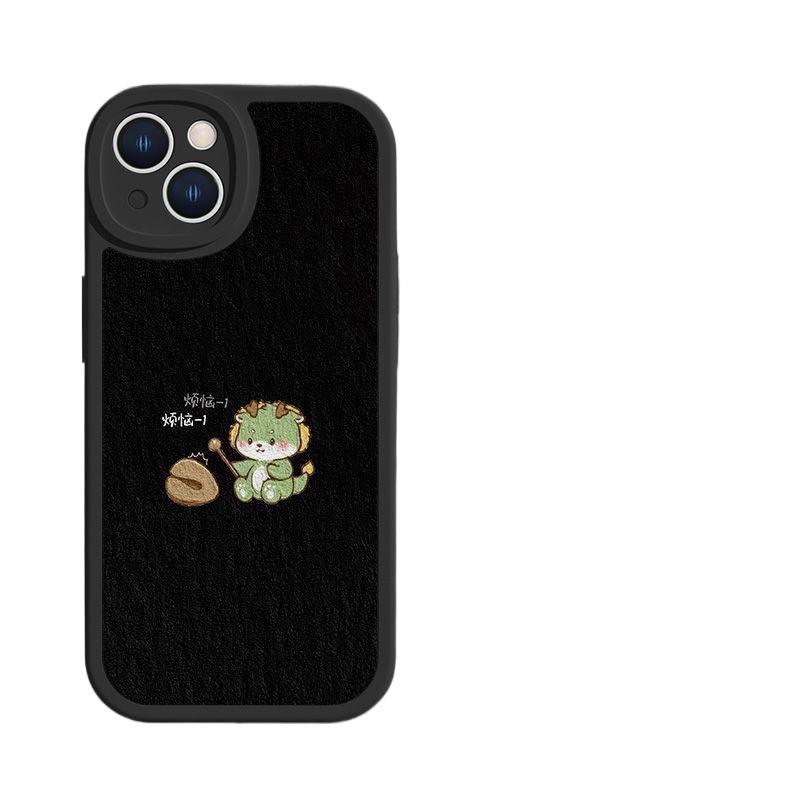 Apple 15 mobile phone case couple 11promax knock wooden fish 14plus Year of the Dragon 13promax lambskin 8plus