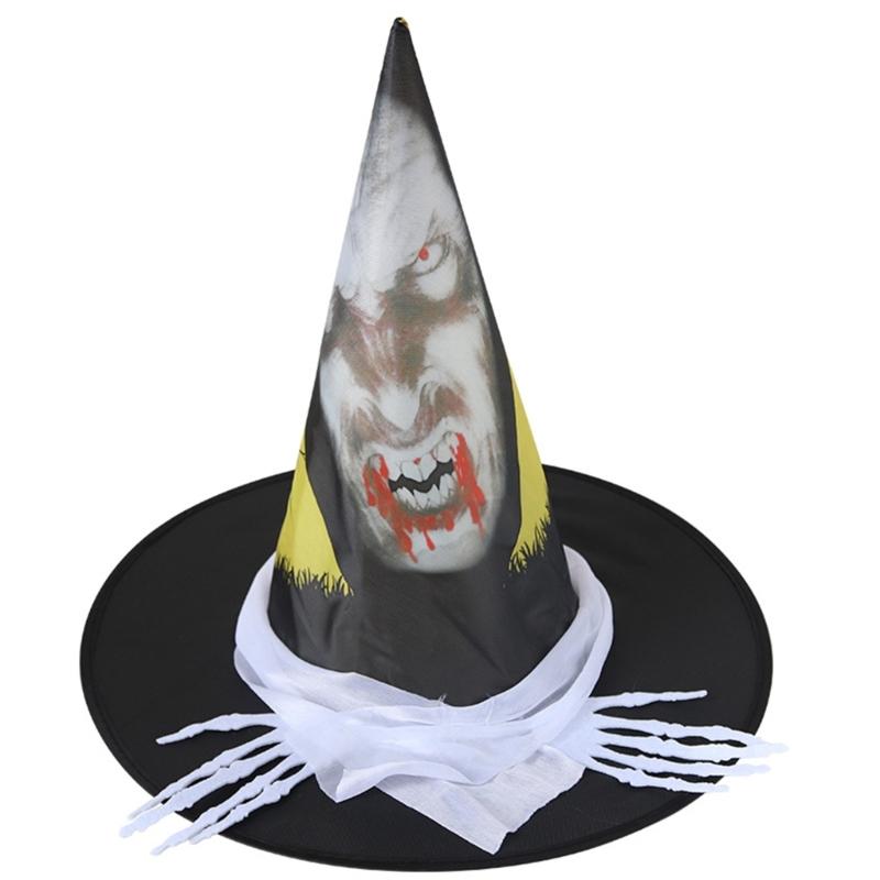 Halloween Witch Caps for Adult Unisex Veil Spiders Wizard Hat Roleplaying Pointed Hat Theme Party Family Gathering Hat