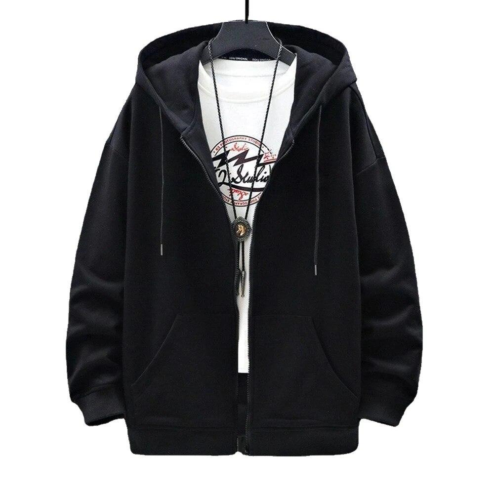 US-Größe Zip Up Hoodies Herbst Kapuzenpullover Herren Kapuzenpullover Strickjacke Einfarbig Klassische Jacke Herren Mantel Herrenbekleidung