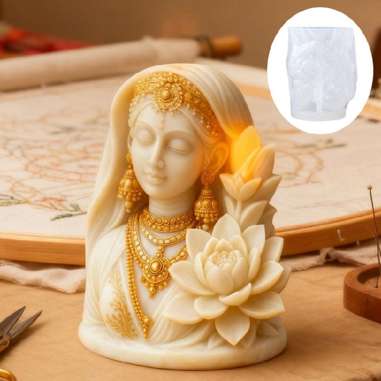 Indian Goddess Statue Silicone Candle Molds Easy Demold For Handmade Candle Soap Chocolate and Home Decoration Resin Art