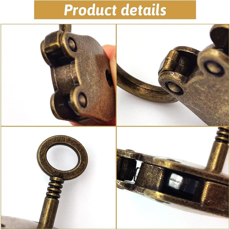 1/3PCs Locks Metal Old Retro Mini Padlock Small Luggage Box Key Lock Bronze Color Home Usage Hardware Decorations