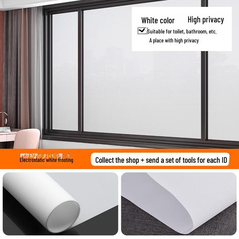 Frosted Privacy Window Film: Electrostatic Cling, Light-Transmitting, Anti-Peeping PVC for Bathroom Windows