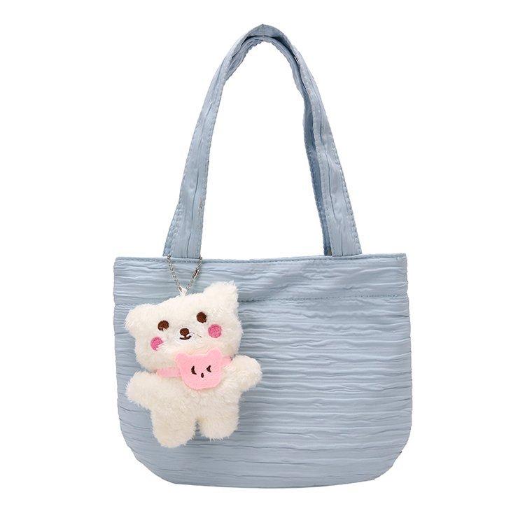 

New casual cotton thread shoulder fashion bag cute bear messenger handbag woven bag seaside vacation beach bag