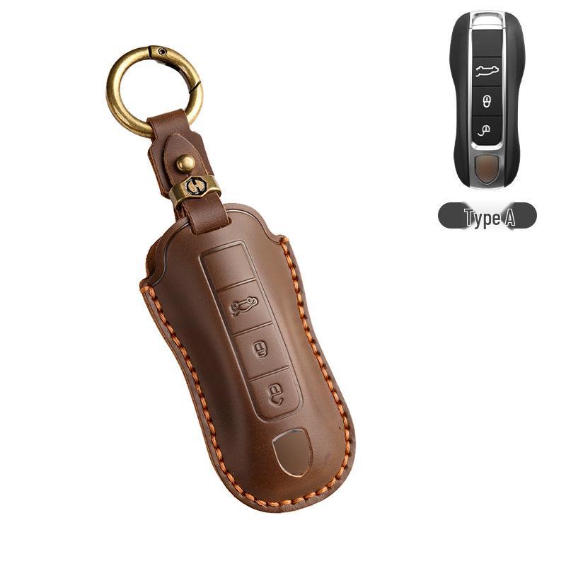 Hochwertiges Echtleder Schlüsseletui für Porsche: Passt für Panamera, Macan, Cayenne, 718, 911, Taycan