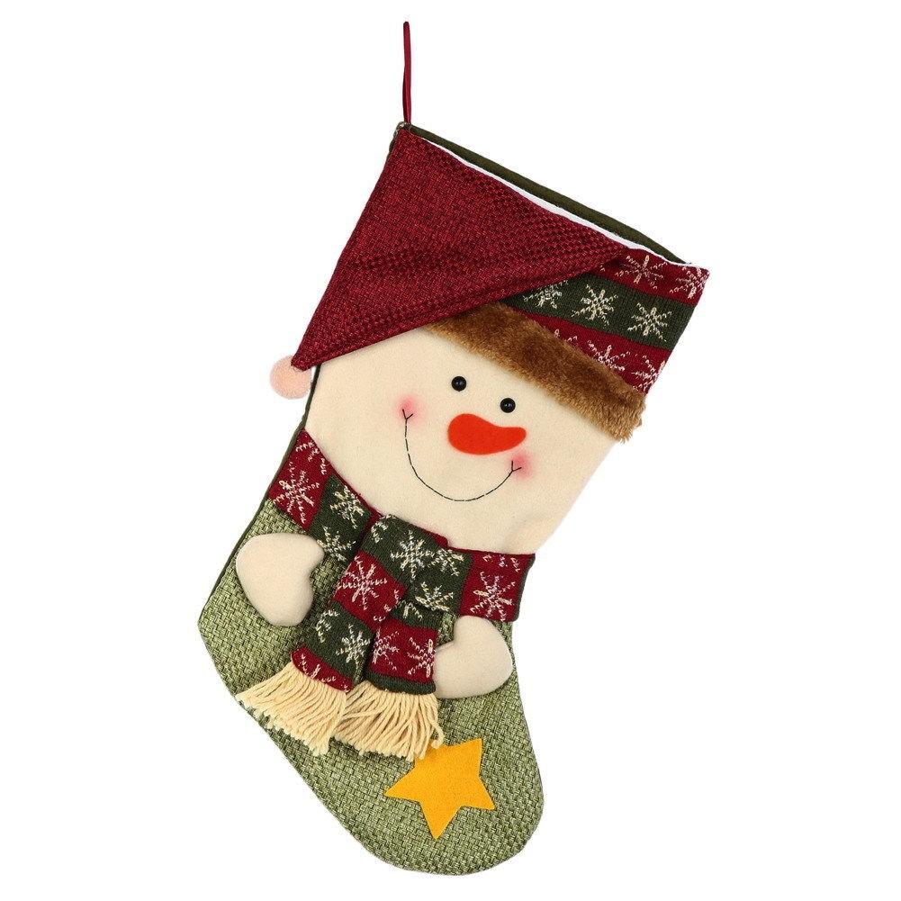 Santa Stocking Christmas Claus Snowman Decorative Pendant Cartoon Kids Gifts