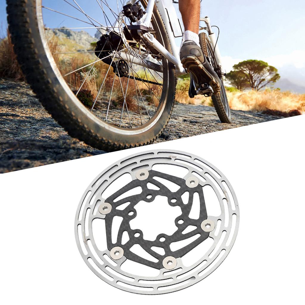Bike Brake Disc Rotor Heat Dissipation Lightweight Carbon Fiber Steel with 6 Bolts Floating Disc Brake Rotor for Mountain Bike Road Bike