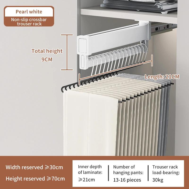 Expandable Sliding Pants Rack Collapsible Drying Holder Aluminum alloy Wardrobe Clothes Rack Wall-mounted Retractable organizer