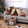 Christmas Cushions with Santa Snowman Deer Tree 2D Flat Printing Polyester Pillowcase, Sofa  Cushion Cov Headboard Pillow