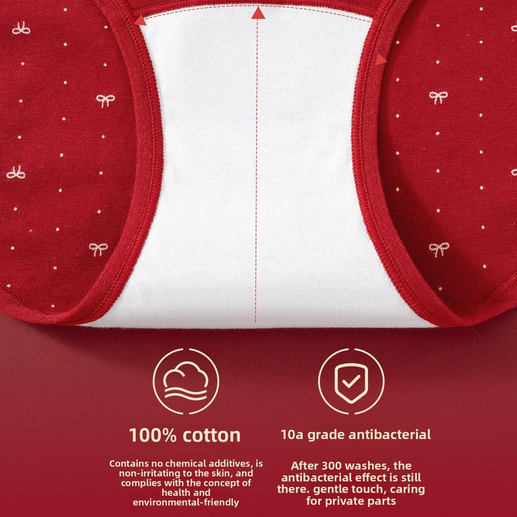 Female Spring and Autumn Cotton Wedding Festival New Year Red High Waist Antibacterial Crotch Triangle Underwear