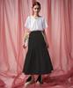 Pelimela Seersucker Flare Long Skirt (Black)