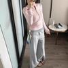 Women's High-End Slimming Henley Long Sleeve T-Shirt - Autumn/Winter Waist-Hugging Base Layer