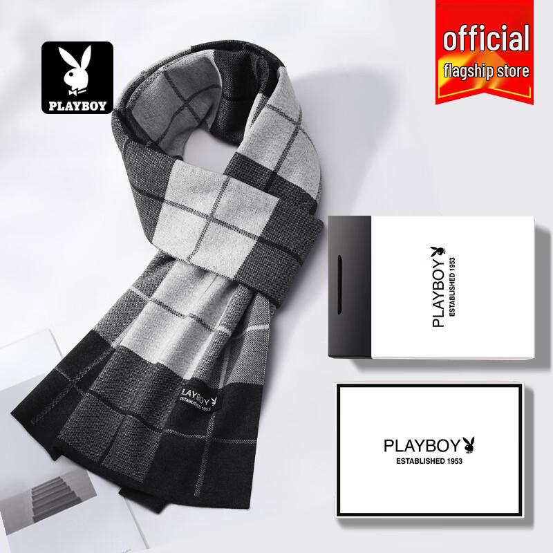 PLAYBOY Men's Geometric Pattern Winter Scarf
