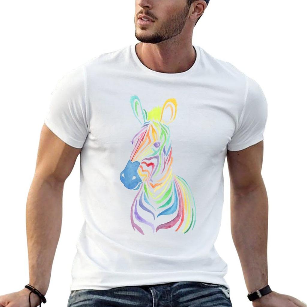 Rainbow Zebra TShirt t shirts designer funny t shirts cotton cotton t shirt pack Tshirt