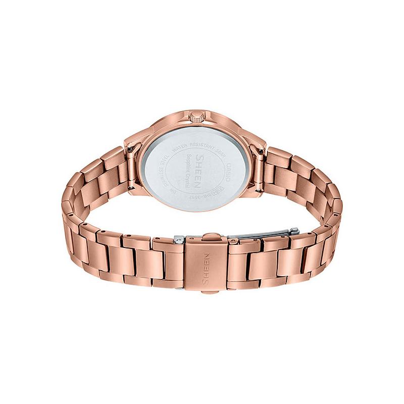 Casio SHEEN Series Waterproof Casual Quartz Movement Stainless Steel Strap Japanese and Korean Watch Women's Watch Gold Dial SHE-3516PG-9A
