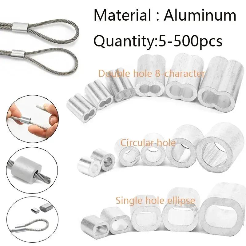 5-500Pcs Aluminium Crimping Loop Sleeve, Aluminum Ferrules Cable Crimp Sleeves for Wire Rope Stopper, Sturdy Accessories