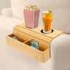 Bambus Sofa Armlehnen Tablett Faltbar Couch Getränkehalter Anti-Rutsch für Getränke Snacks Fernbedienung Zeitschriftenhalter