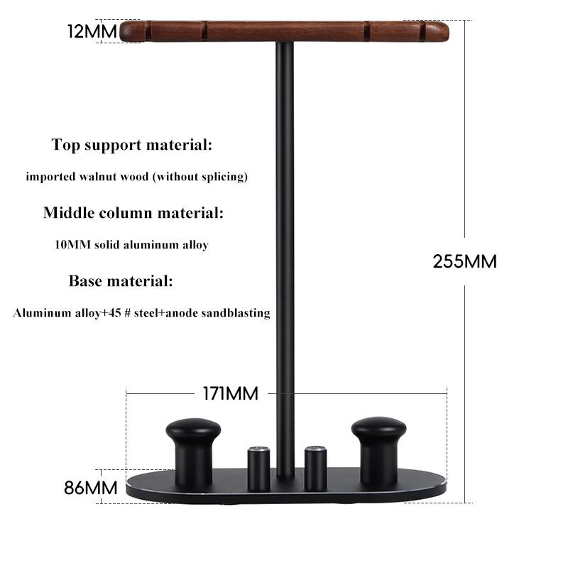 

Universal Headphone Stand Detachable Aluminum Alloy+Black Walnut In-ear Wired Bluetooth Headset Holder Bracket with Stable Base