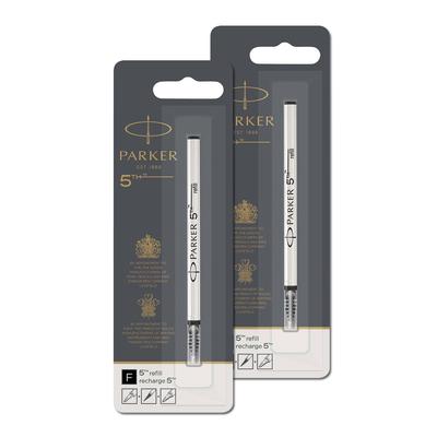 PARKER 5th F Fine Set of Black Refill, Point, 2,