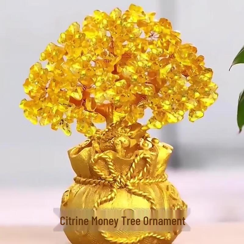 JINGRUIXIANG Yellow Crystal Money Tree Ornament