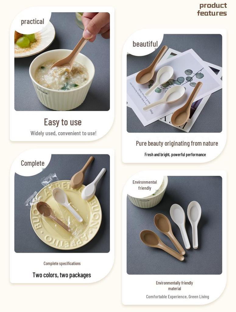Biodegradable Rice Husk Chinese-Style Spoon: Disposable, Food-Grade for Porridge, Soup, Condiments, Dessert, and Takeout.