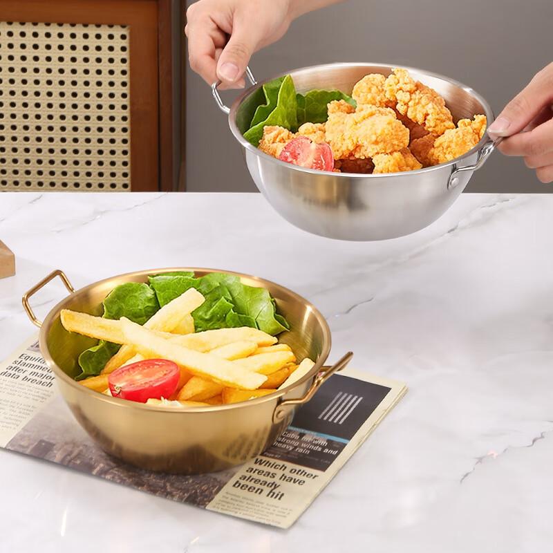 Zhishi 304 Stainless Steel Double-Handle Multi-Purpose Serving Bowl
