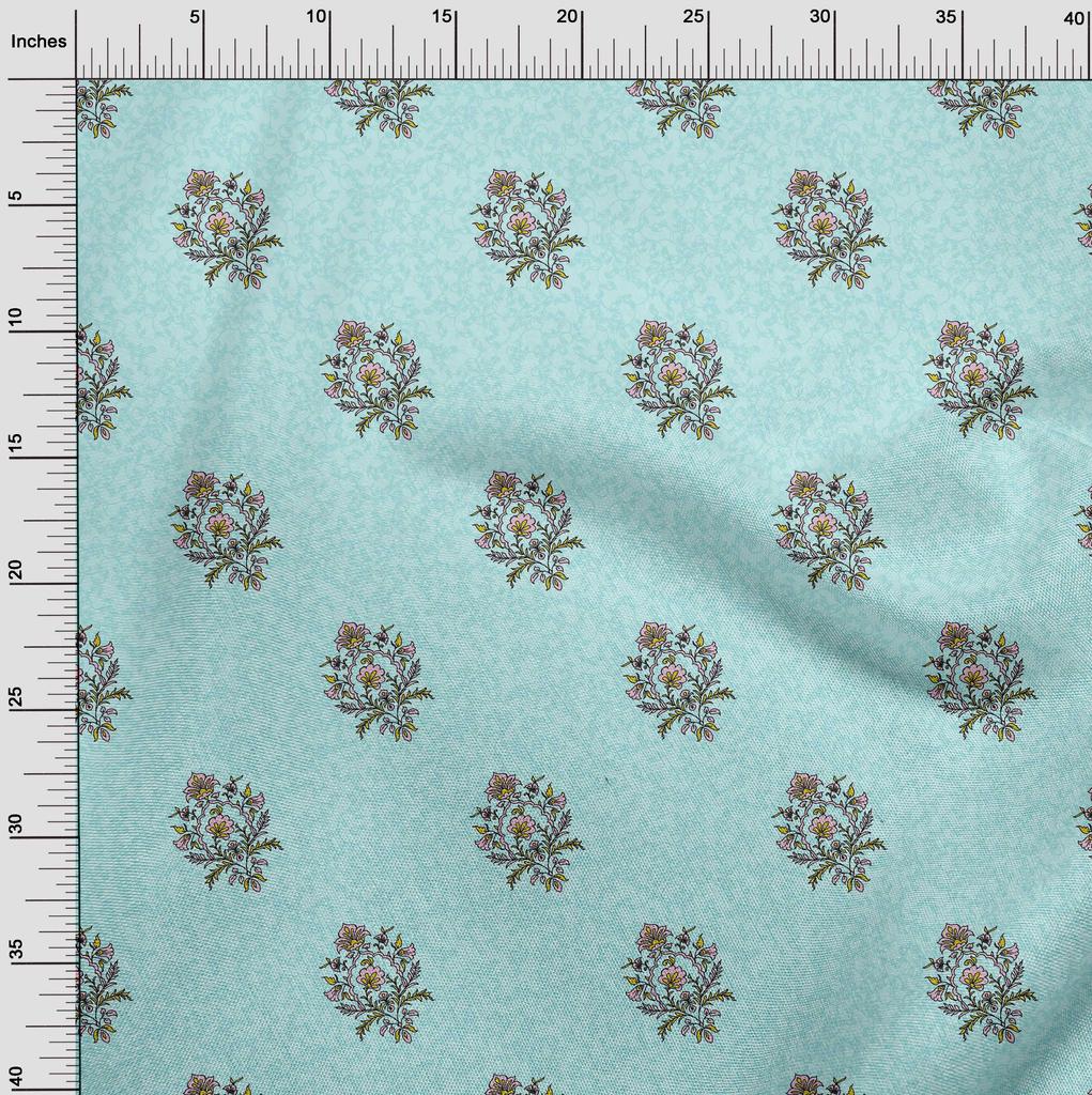 oneOone Cotton Flex Light Gray Fabric Leaves & Floral Block Dress Material Fabric Print Fabric By The Yard 40 Inch