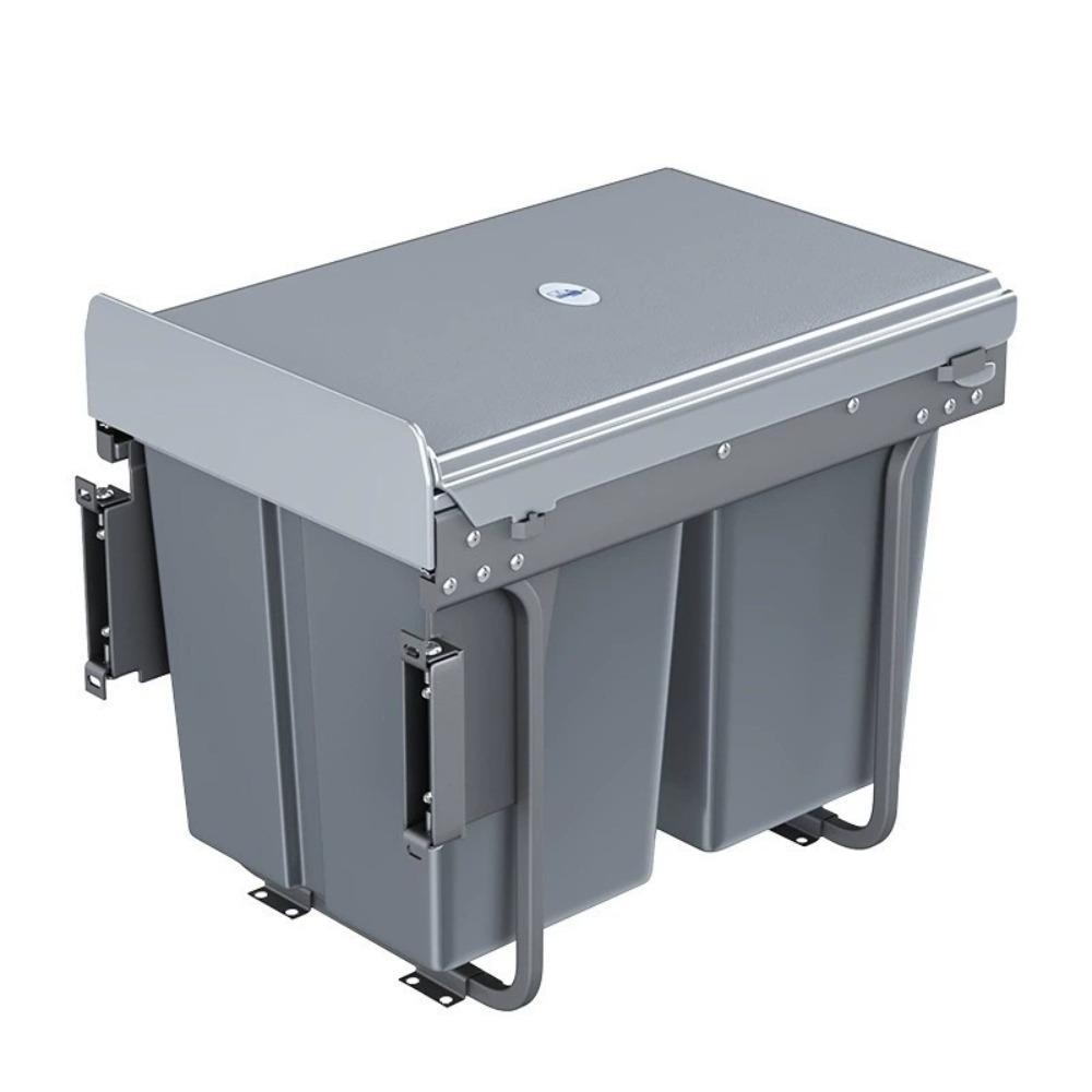 30/40L Kitchen Embedded Trash Bin Large Capacity Pull-Out Tray Under Sink Trash Can With Lid Drawer-Type Trash Can Space Saving