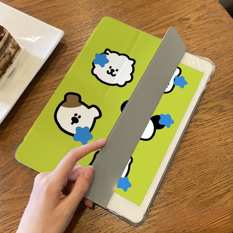 För iPad 2021 gen9 10,2-fodral Flerfärgat sött hundmönster Clamshell Smart skyddsfodral Air1/2 9,7 Air3 Pro2017 10,5 med pennhållare