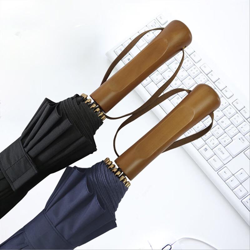Nanqiao 16-Rib Semi-Automatic Business Umbrella with Wood Handle