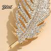 Oxidation-proof Brooch Feather Design Pin for Women Rhinestones Inlaid Sweater
