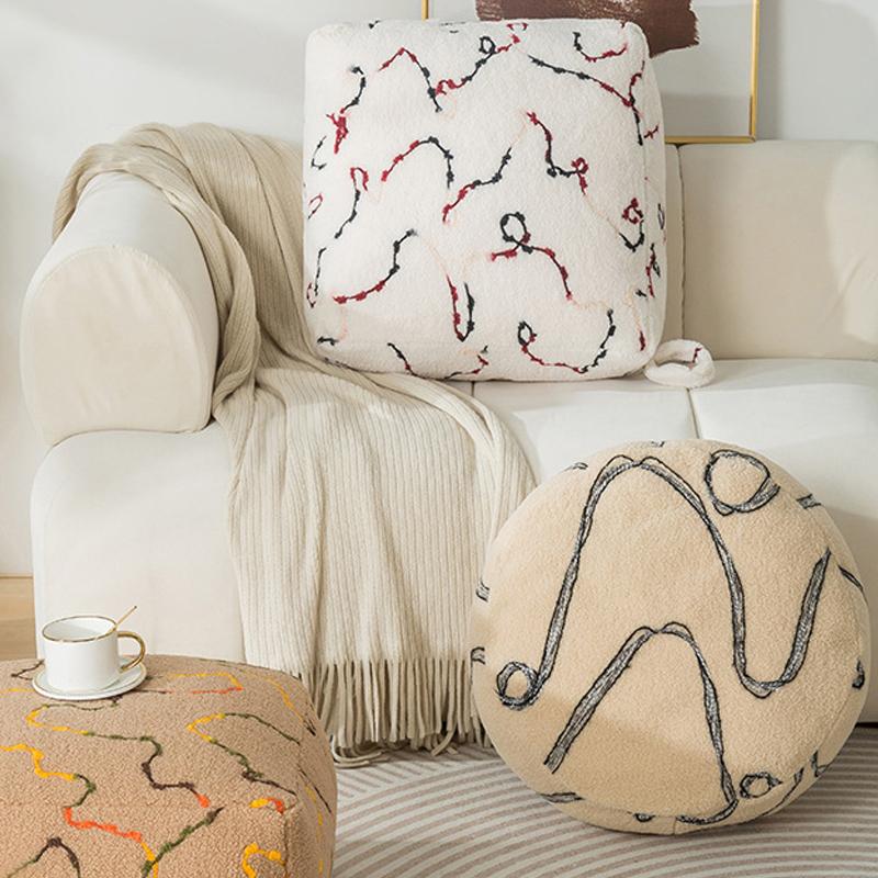 In Style Fluffy Plush Pouf Cover Living Room Balcony Decor Tatami Lazy Cushion Bay Window Thicken Futon Unstuffed Cushion Cover