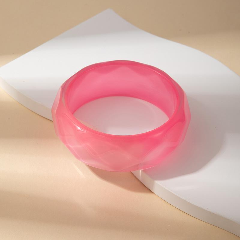 

Candy Color Cut Face Round Resin Bracelet Simple Glitter Sparkling Bracelet Personalized Niche Jewelry