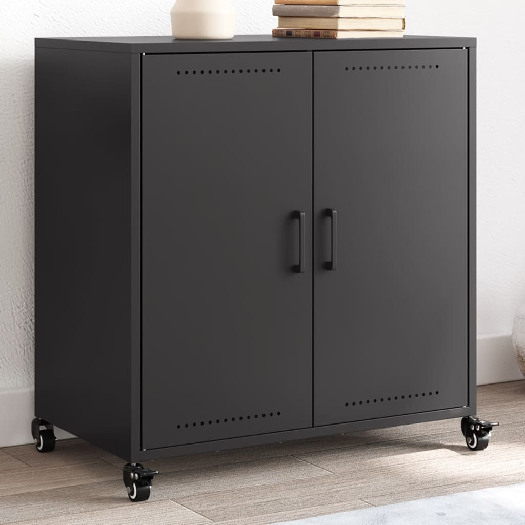 Vidaxl Szafka, Czarna, 68,5X39X72 Cm, Stal