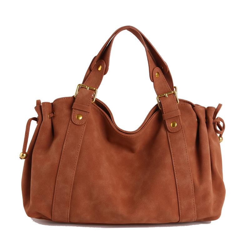 Tote Bag, Fashionable Retro Frosted Bag, New Relaxed Pleated Soft Leather Women's Bag, Simple Commuting Handbag