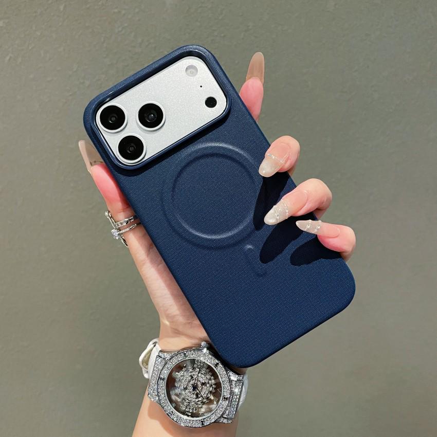 Compatible with Apple 17 Pro/17 Pro Max Leather Texture Magnetic Case, Drop-Proof, Full Coverage for 16/15, Cross Pattern for 14.