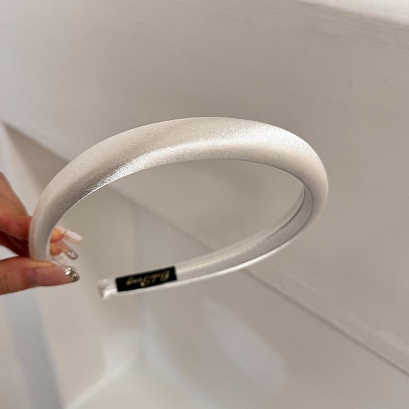 

Однотонные атласные резинки для волос для девочек, винтажная эластичная резинка для волос, утолщенная повязка на голову, обруч для волос, корейские аксессуары для волос для женщин бежевый