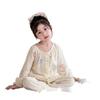 Spring And Summer New Children'S Gauze Pajamas Girls' Princess Style Lace Long-Sleeved Trousers Loungewear Set Loose And Thin