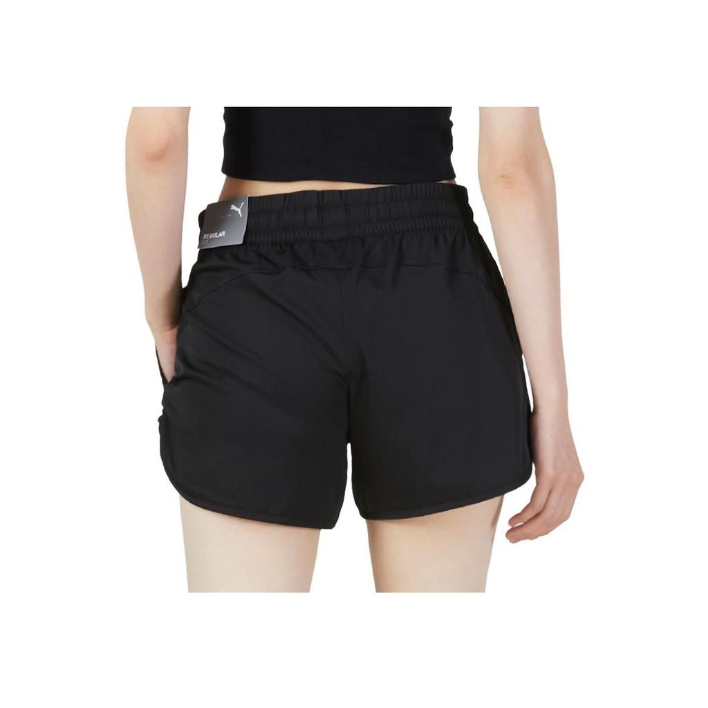 Puma Solid Color Logo Print Straight Leg Sports Shorts Women Bottoms Black 671773-01