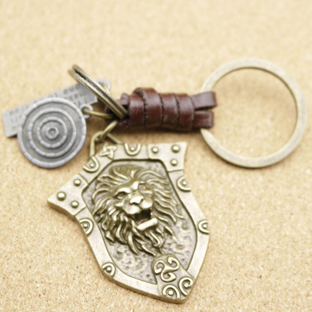 Handmade Alloy Lion Skull Punk Keychain for Men