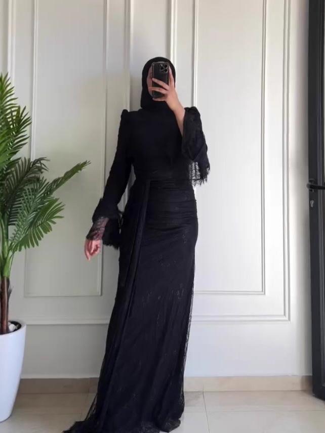 Elegant Retro Long Sleeve Autumn Dress for Women - 2026 European American Style
