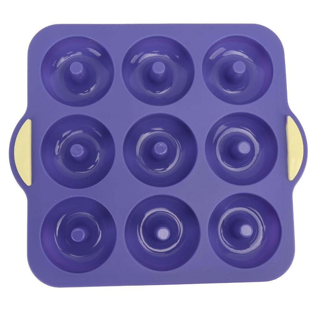 Food-Grade Silicone Silicone Donut Pan Non-Stick Surface Built-In Center Posts Baking Tray Dual Side Handles Easy Release