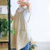 Women Cotton Linen Cross Back Apron with Pocket Simple Pattern Cotton Apron Comfortable Cotton Apron for Women Girl