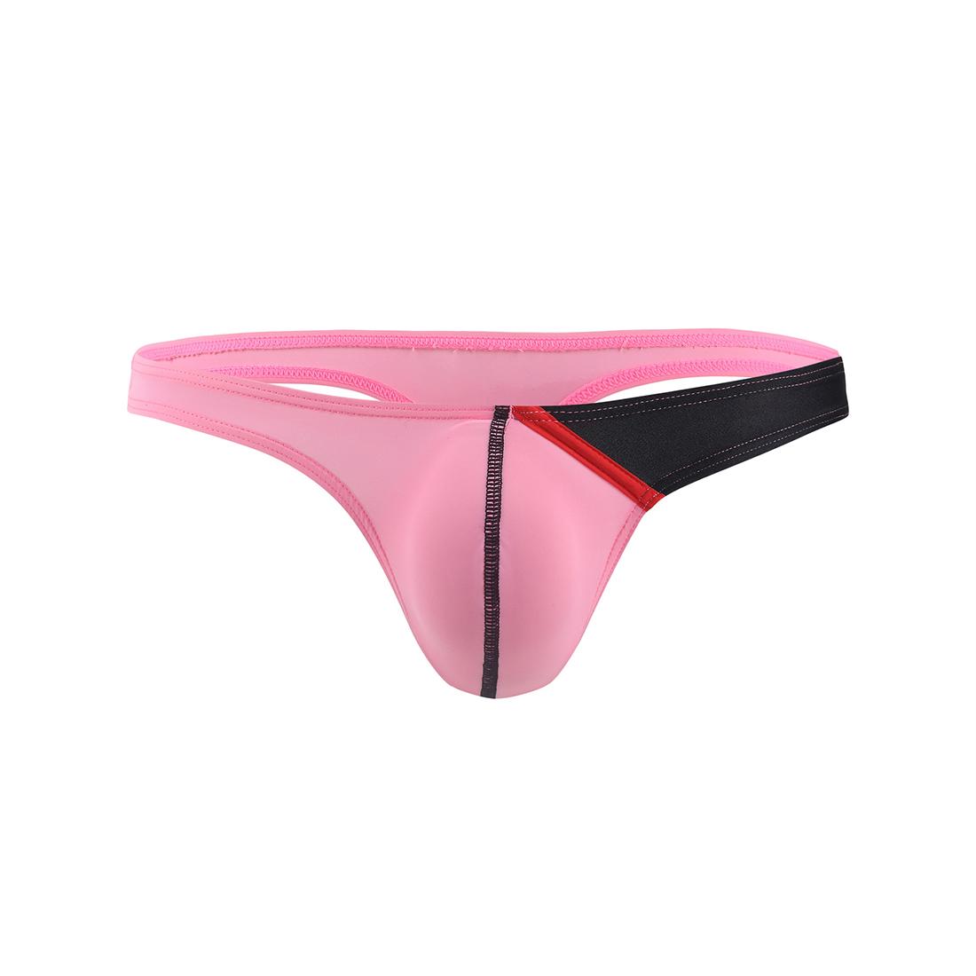 

Мужские сексуальные трусы с низкой посадкой, нижнее белье, выпуклая сумка, короткие шорты, трусы, U-образные выступающие тонкие ледяные стринги L розовый