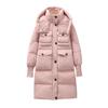 Down jacket women's winter 2024 new medium and long thickened white duck down knee jacket