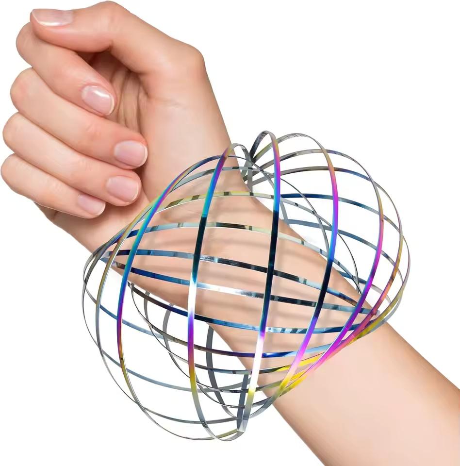 3D Magic Bracelet Pressure Release Sensory Flow Ring Dynamic Spring Toy Stainless Steel Flow Color Ring Children'S Fun Toys