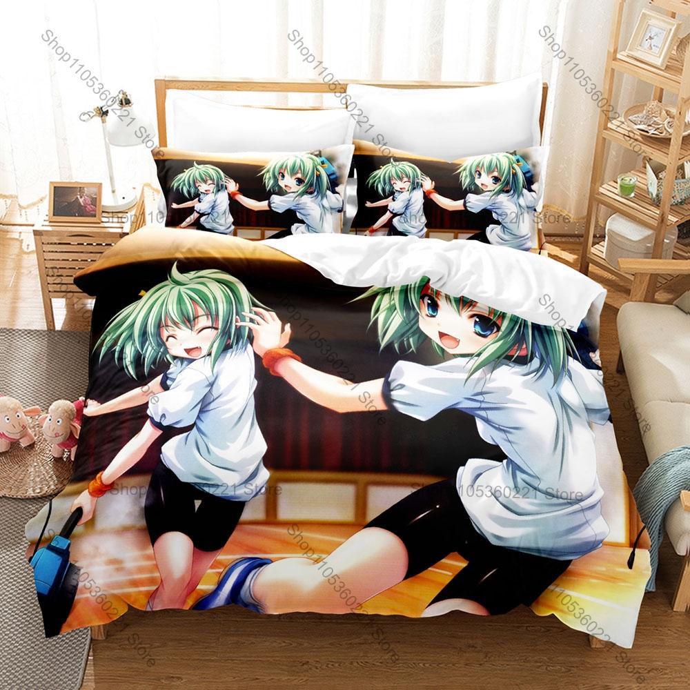 DxD Rias Red Hair Devil Queen School Uniform Demon Wing Purple Magic Anime Duvet Cover + 2 Pillowcases Otaku Anime Fan Bed Linen